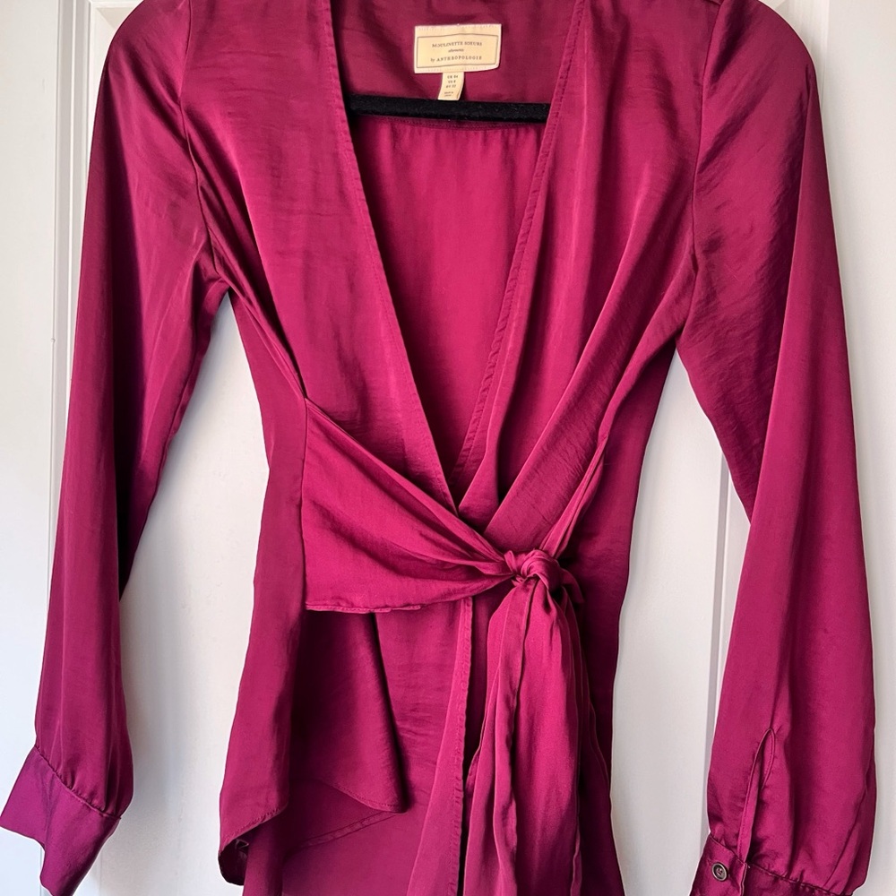 Anthropologie Moulinette Soeurs Fuchsia Wrap Blouse